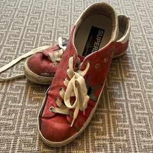 Golden goose canvas sneakers. Size 38. Pinkish red